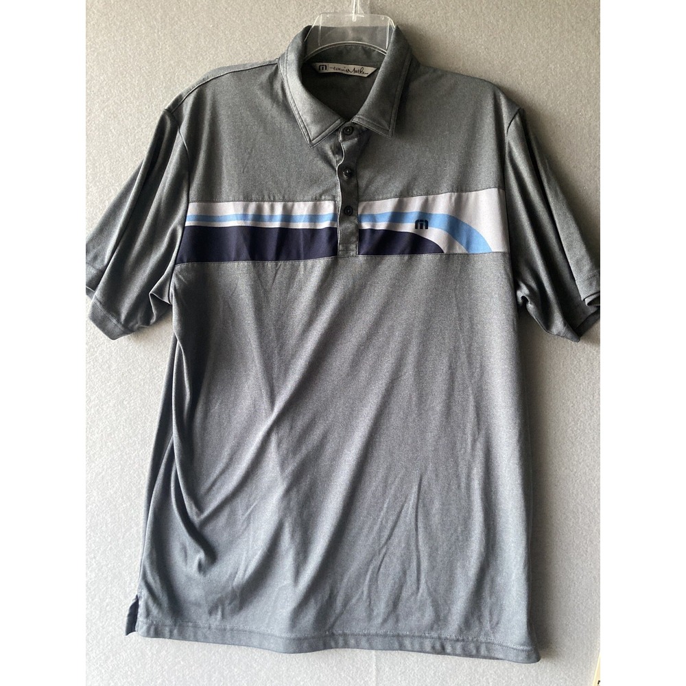 Travis Mathew Shirt Men's L Gray Polo Golf Tee Classic Logo Collared #2222